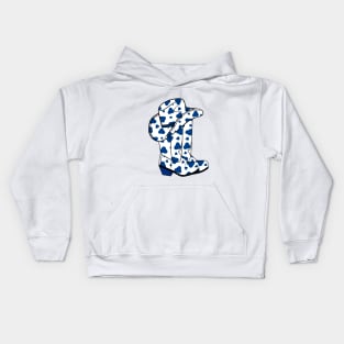 BLUE Cow Spots Cowboy Boots And Hat Kids Hoodie